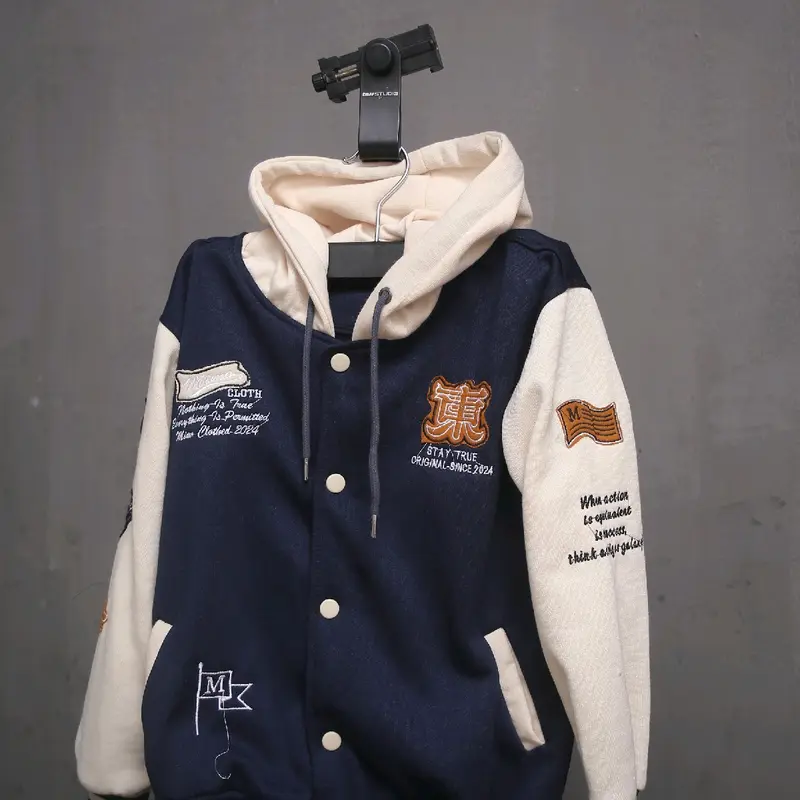 Jaket Sweater Hoodie Anak Varsity Baseball Full Bordil Vintage Usia 2-10tahun Bunda Anak-Anak Laki-Laki Perempuan Lengan Panjang 5