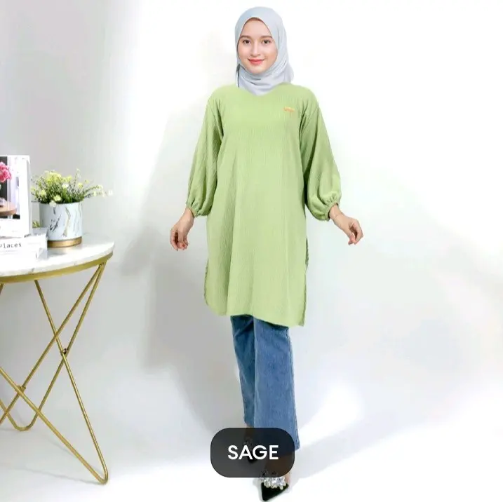 atasan tunik wanita terbaru kekinian termurah bisa cod Nyaman Muslim Karet