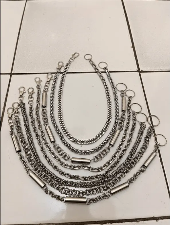 Gantungan Kunci Rantai Berlapis Logam Punk Rock untuk Pria Wanita Pinggang Gantungan Kunci Dompet Jeans Celana Hip-Hop Rantai Sabuk Aksesori Perhiasan Titanium