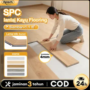 【Barang Ready​​】SPC Lantai Kayu Wood Flooring 4mm Vinyl Klik Tanpa Lem Lantai kayu Parket Parkit Parquet Klik Lock System 1220x183mm​ Tahan air tanpa lem Instal sekarang dan
