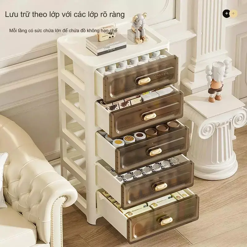 Bàn đầu giường Xinh đẹp tủ quần áo mini 3-6tầng tủ đựng đồ ăn vặt Ngăn kéo dày tủ nhựa đa năng/tủ sách/tủ nhựa đựng quần áo 1