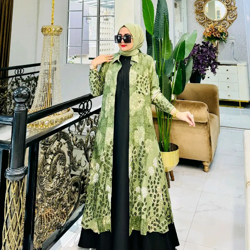 baju gamis berwarna hijau cocok buat jalan 0