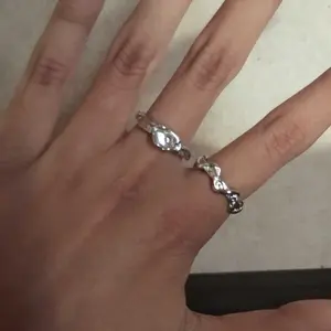 Helene - Ring Cincin Set 2 pcs Perak Model Adjustable Aesthetic Moonstone Irregular Batu Permata Unik Perhiasan Aksesoris Fashion Pria Wanita Korean Style [C3-5]