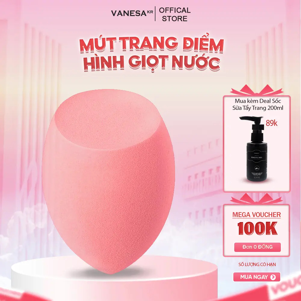 Mút trang điểm Vanesa hình giọt nước mềm mại tiện dụng 20g Nữ Cosmetic