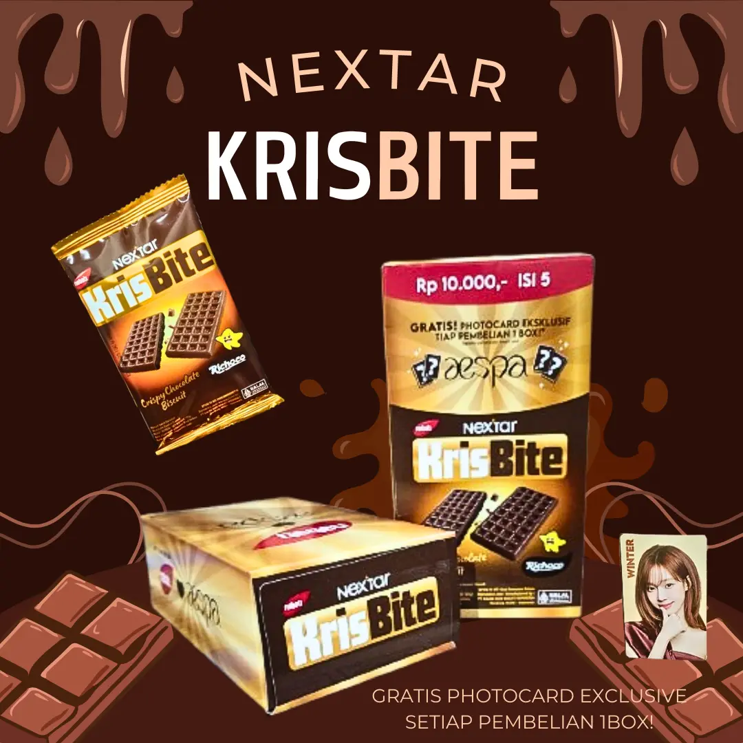 NEXTAR KRISBITE crispy chocolate biscuit (5pcs/box) gratis photo card exclsv GROSIR SNACK MURAH NABATI