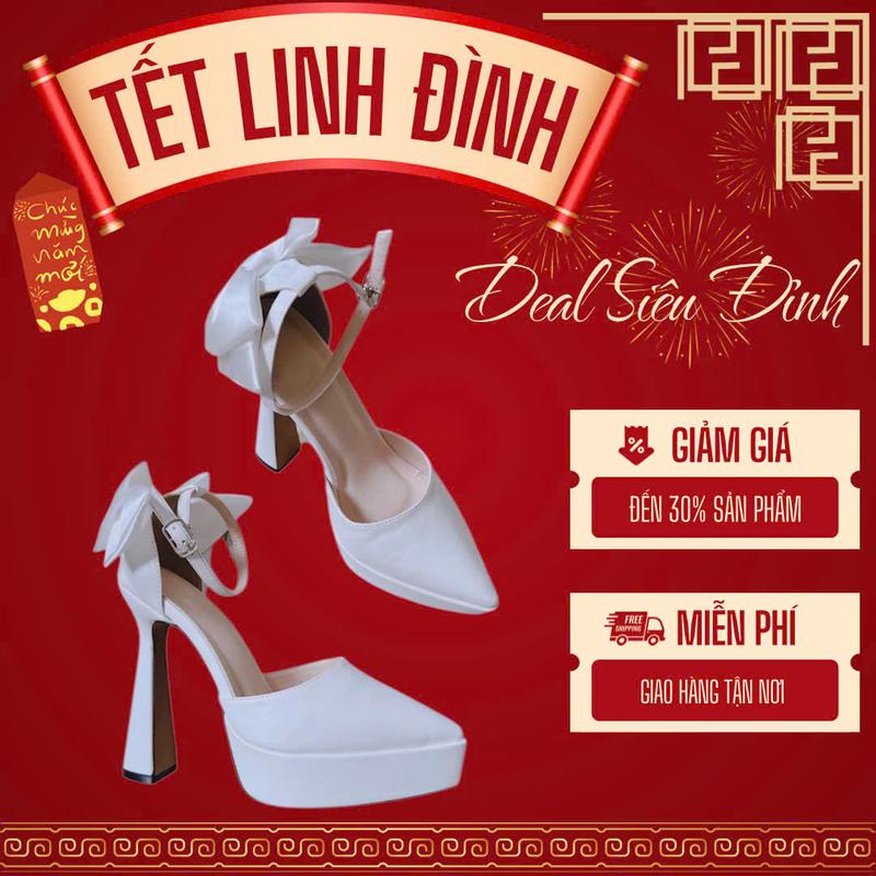  LOVIIECORNER - GIÀY BÍT MŨI NHỌN CAO GÓT - SANDAL CAO GÓT ĐẾ ĐÚP CAO 13 PHÂN THỜI TRANG NỮ BÍT HẬU ĐÍNH NƠ PHỐI KHÓA CÀI - G231145 