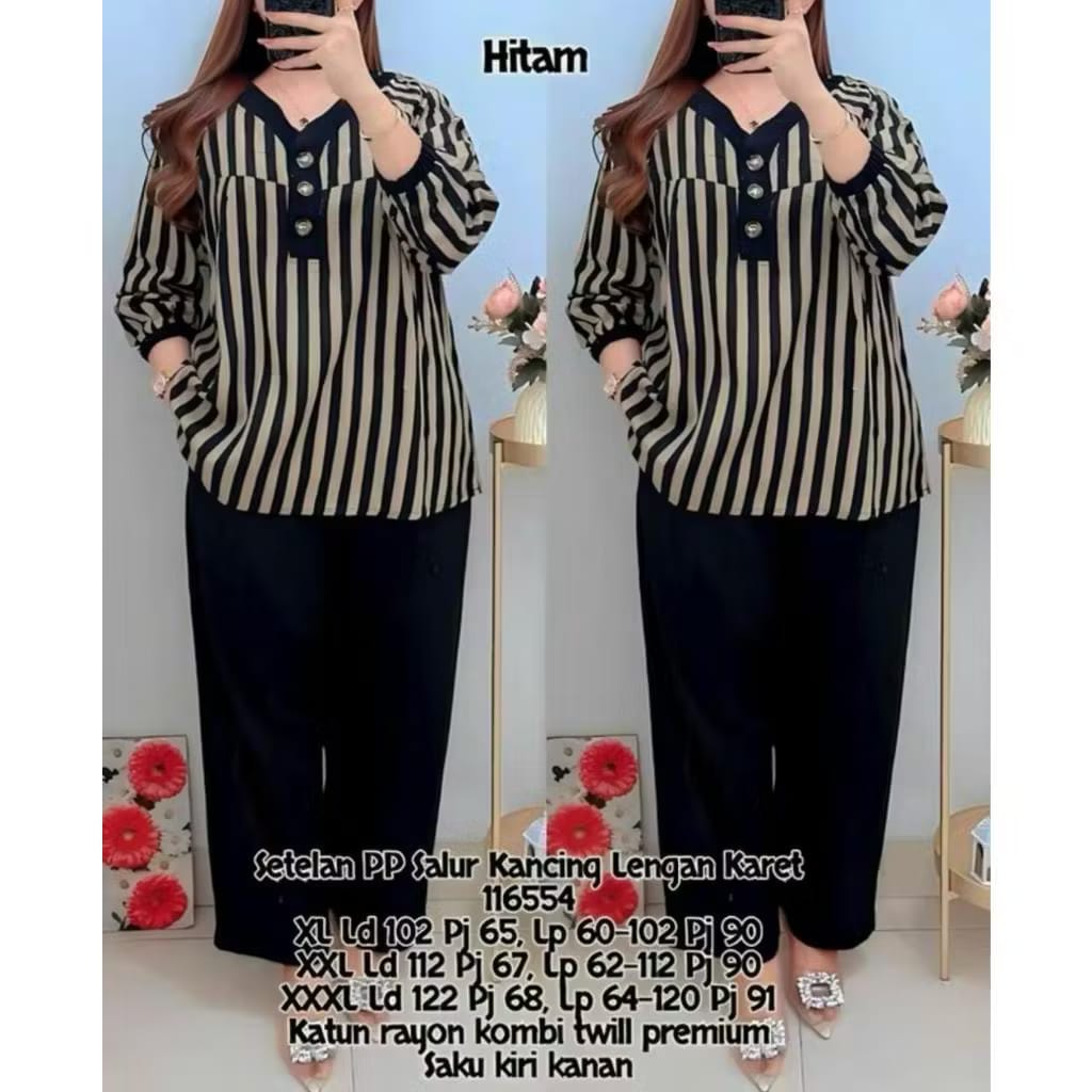 One set maryam pp salur kancing depan setelan weanita kekinian terlaris busui frendly