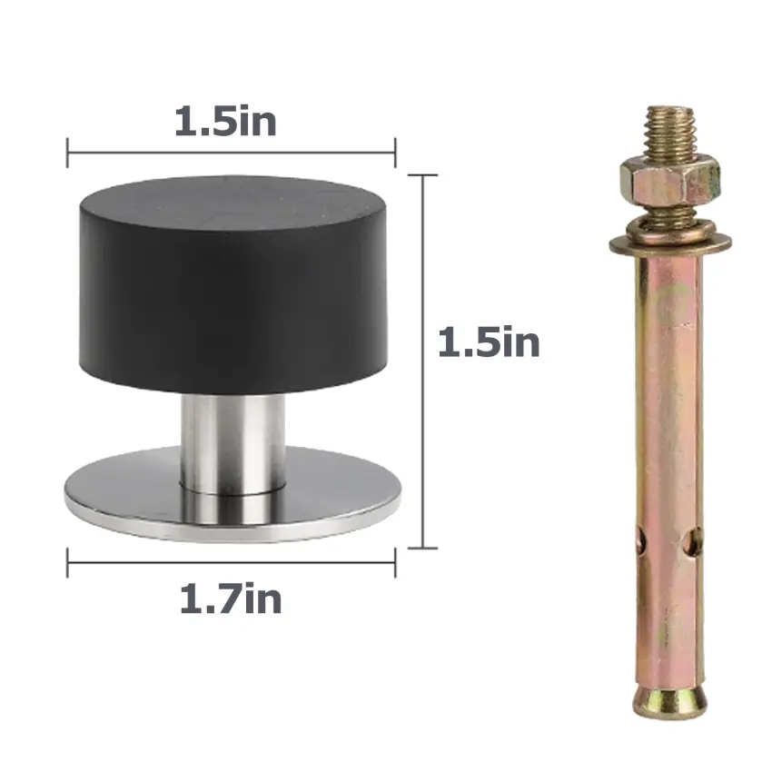 Household Heavy Duty Door Stops Stainless Steel Rubber Stopper Adhesive Door Accessories with Stickers Included Pack of 4