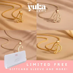 【YUKA】K-17 Perhiasan Kalung Huruf Nama Alfabet Wanita Anti Luntur Titanium Zirkonia Jewellery Anti Luntur Jepang Kalung Fashion Perempuan Jepang Jewellery Jewelry Perhiasan Lapis Emas 17