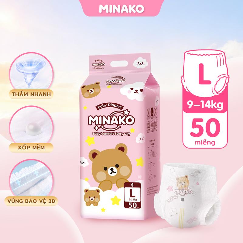 Minako Bỉm lót tã trẻ em tã em tã dán tã quần nhập khẩu 50 miếng size S-XXXL…