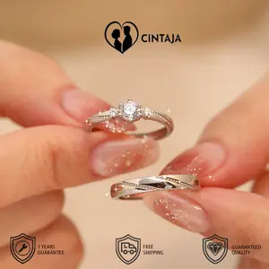 cincin tunangan cincin ikat pasangan zircon cincin lamaran sepasang cincin tinamun cinta sejati dan kedalamanperasaan bergaya Korea Cintaja dapat disesuaikan antipudar dan anti karat COD 321 322