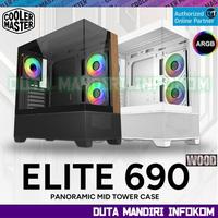 Gambar Cooler Master ELITE 690 WOOD - ARGB Natural 270° Aesthetics Panoramic Tempered Glass Mid tower ATX Gaming Case - Black WOOD dari Duta Mandiri Infokom Kota Administrasi Jakarta Pusat 1 Tokopedia