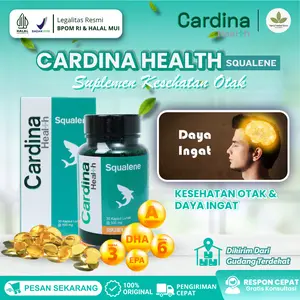 Cardina Health Squalene Vitamin Otak Anak dan Dewasa, Suplemen Nutrisi Otak Tingkatkan Kecerdasan Daya Ingat 30 Softgel Original Asli BPOM