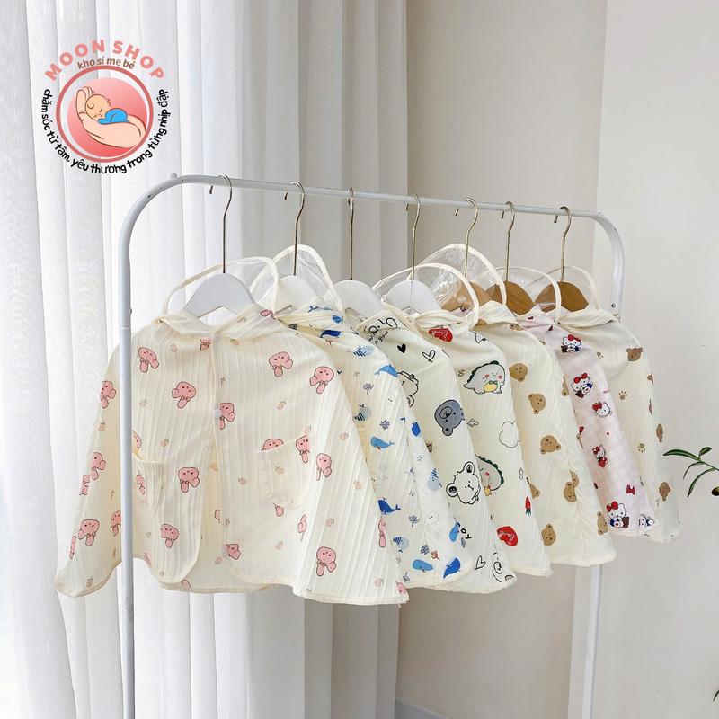 Áo choàng chống nắng chất liệu đũi gân chắn gió kèm kính chống bụi chống giọt bắn cho bé