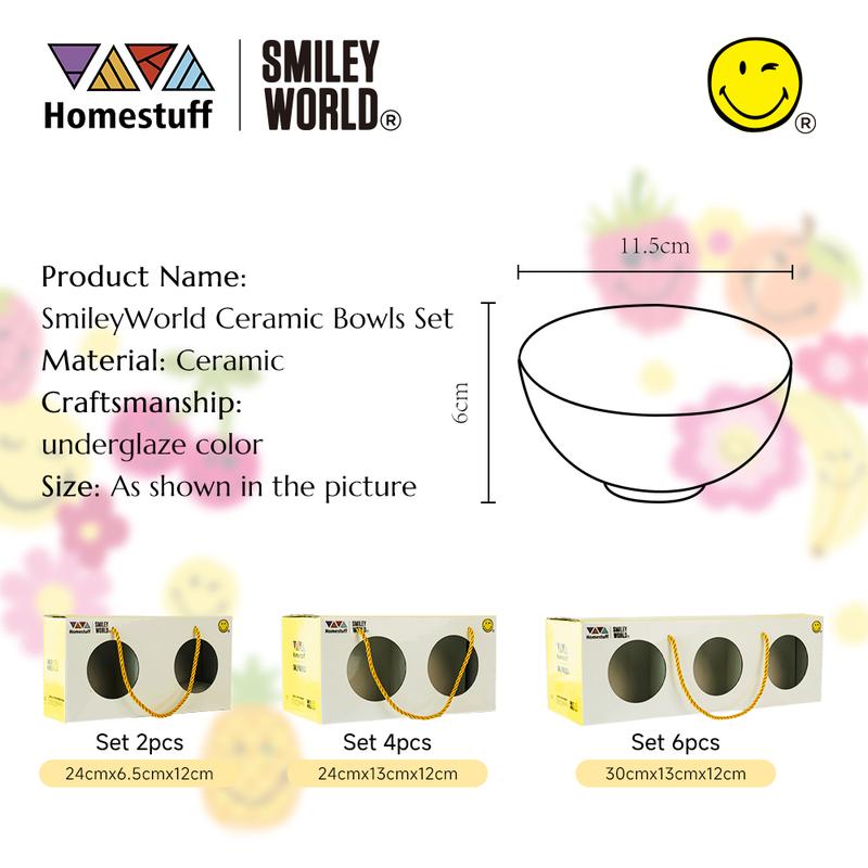 [SNI] HOMESTUFF x SmileyWorld / Hampers Mangkok Set SmileyWorld / Motif SmileyWorld lucu / Bowl Set Japanesse motif SmileyWorld Souvenir / Garansi 8