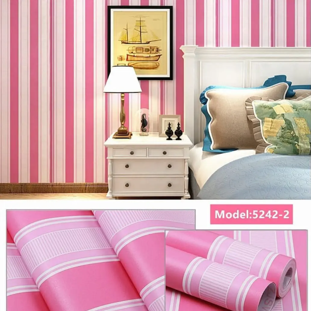 SALUR PINK Wallpaper Dinding Stiker Dekorasi Rumah Panjang 10 meter lebar 45 cm