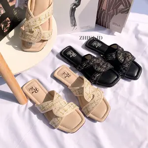 Sandal Teplek Wanita Sendal Cewek Super Empuk Sandal Kasual Trendy Hitam Krem ringan manis selop Shoes