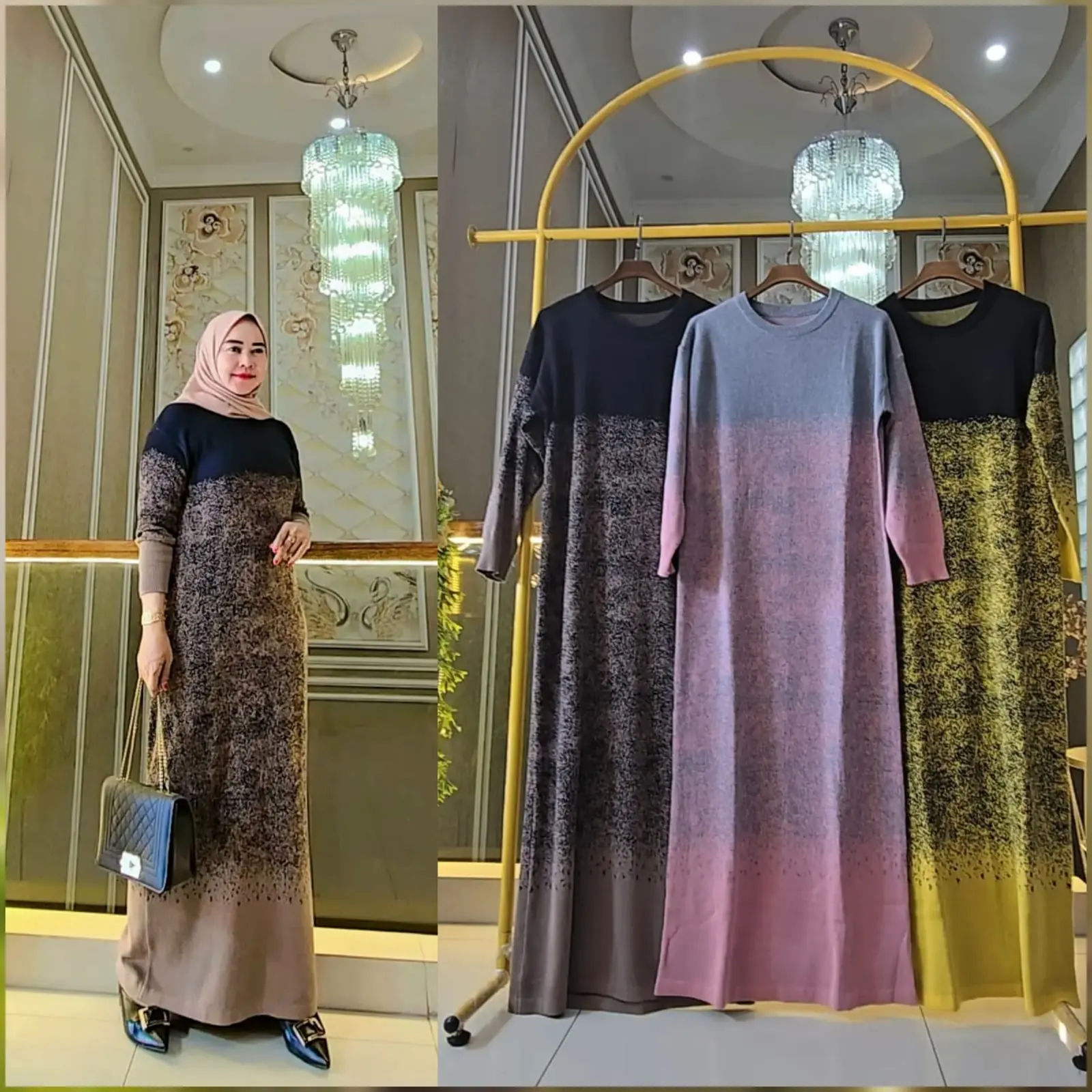 GAMIS RAJUT WANITA MOTIF GRADIASI