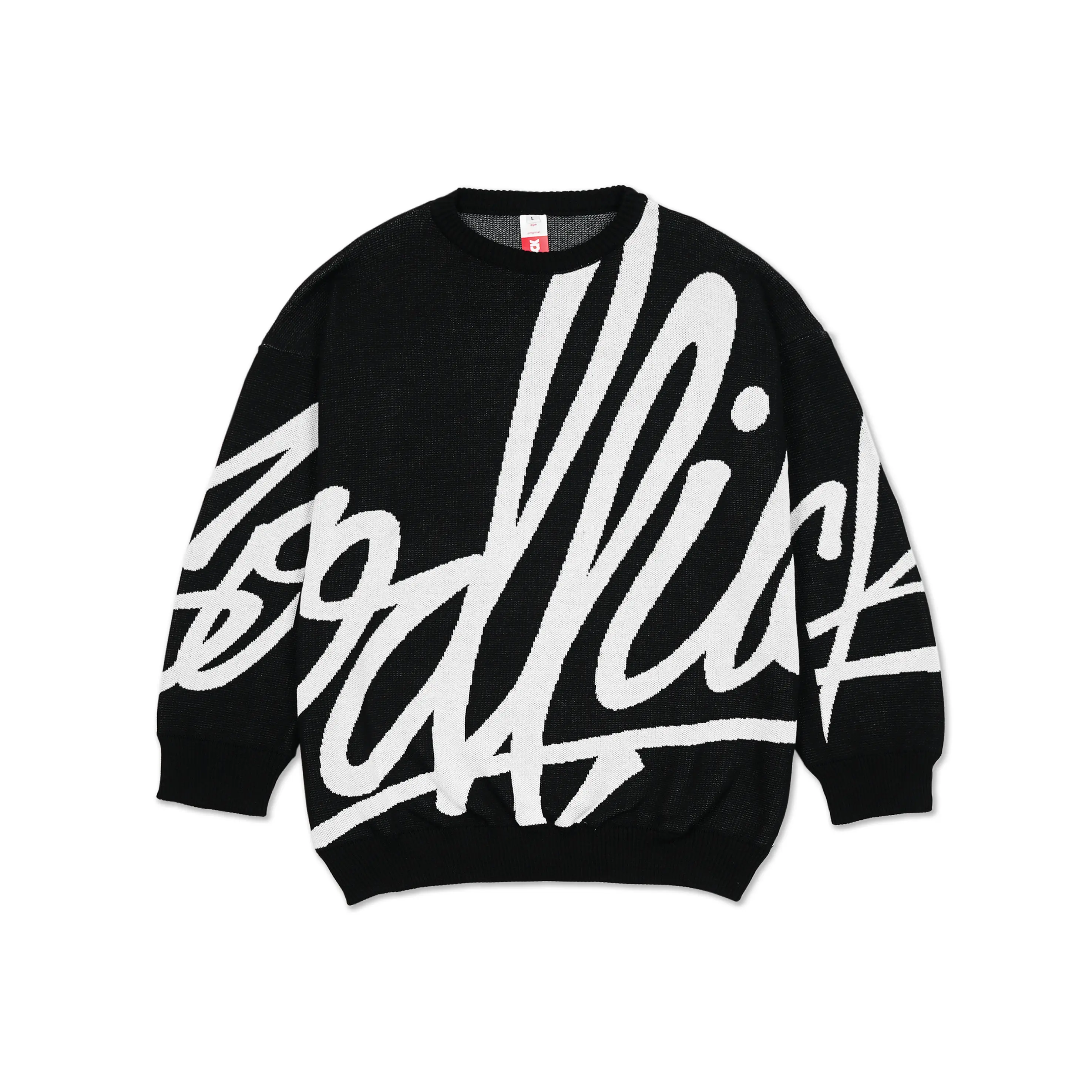 GDCK Crewneck Knit Black SHAWN / Sweater Knitwear Hitam Rajut Katun / Sweatshirt  Pria Panjang