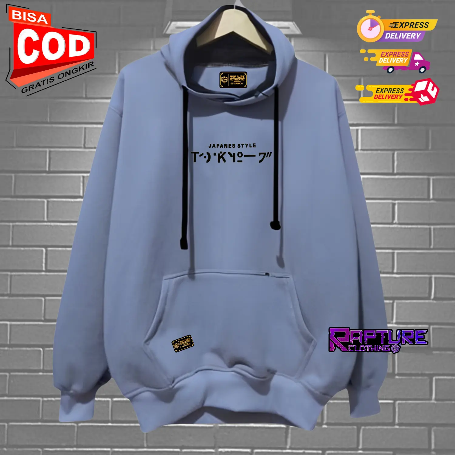 Hoodie Pria Wanita Polos Tebal keren Kece Sweater Oversize Distro Warna Denim List Sablon Japanese Style Sweater Hudie Cowok Cewek Unisex Jumbo Terbaru