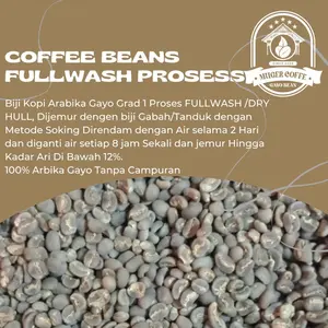 Biji Siap Roasting kopi Spesialty Arabka Gayo proses Fullwash 100% dari daerah Gayo 1 kg Pengolahan Petani Gayo Food Air Seed Sangrai Kering