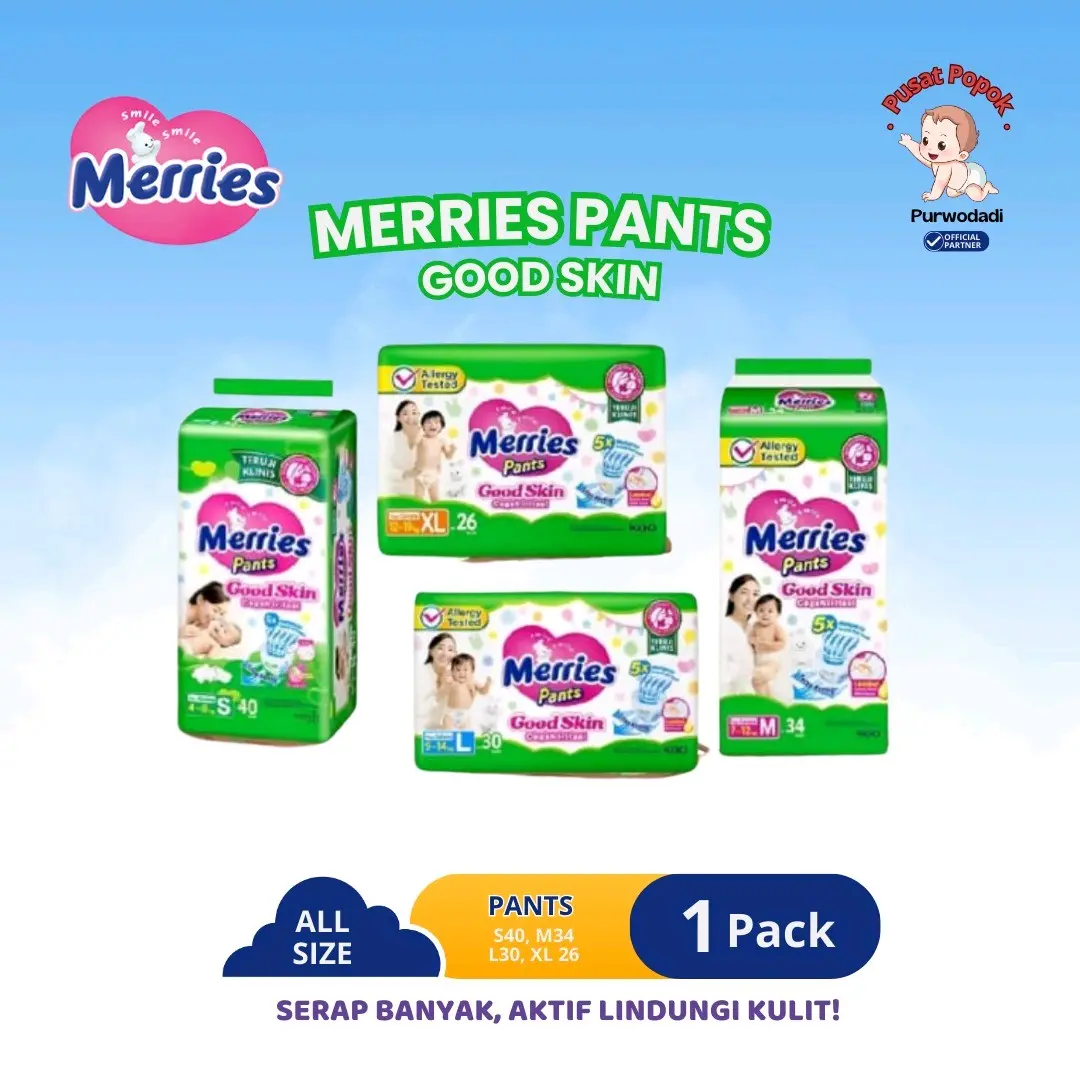 Merries Good Skin Nbs40, M34, L30, Xl26 Diapers Popok Bayi