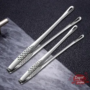 Jepitan Makanan Lubang Kecil Stainless Steel | Capitan Daging Bolong Kecil | Tong Hotpot Panjang | Korean Food Tong