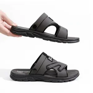 ￼Sandal Pria kulit Anti Putus Sendal selop Cowok Terbaru