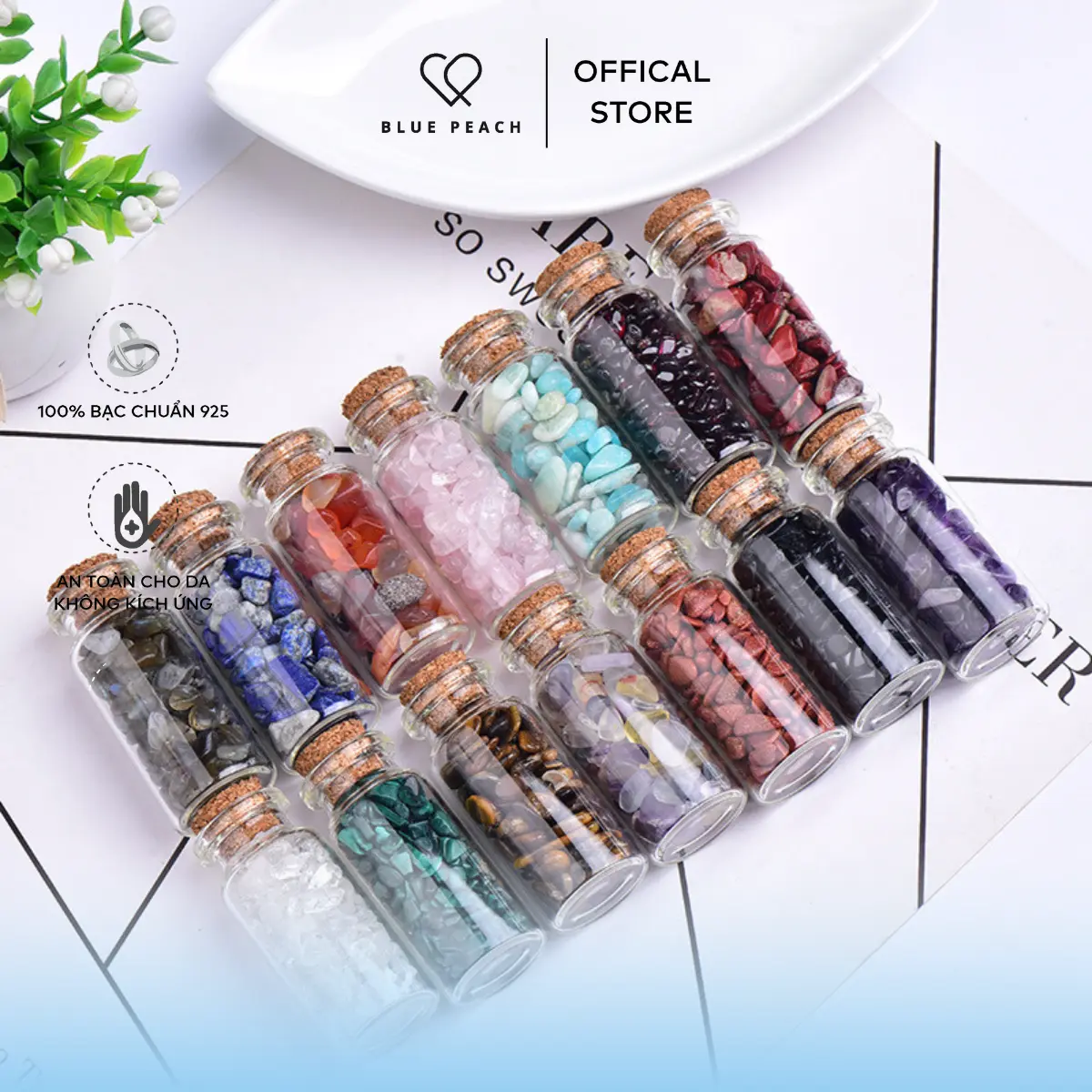 Hũ Đá Phong Thủy Blue Peach Hũ Đá Thanh Tẩy Mang Năng Lượng Tích Cực, May Mắn