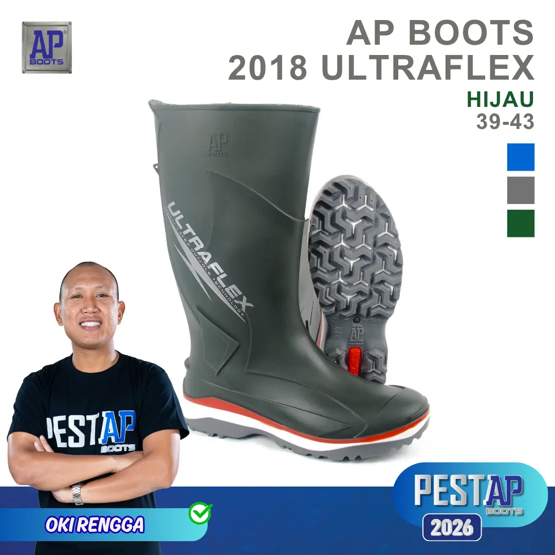 AP Boots 2018 Ultraflex Hijau - Sepatu Boot PVC