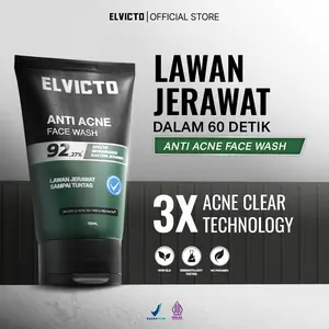 [NON SLS] ELVICTO ANTI ACNE FACE WASH 100gr | Sabun Wajah Jerawat Pria Sabun Kulit Berjerawat Acne Face Wash Acne Solution Cleanser Facial Wash Acne Sabun Muka Jerawat Skincare Acne BPOM