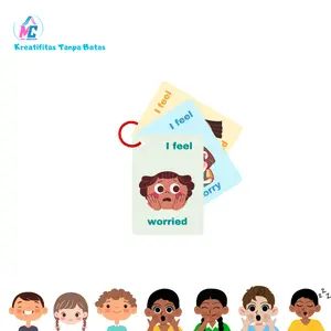 Flashcard Feelings (bentuk emosi/perasaan) untuk Anak - 16 Lembar + Bonus Ring