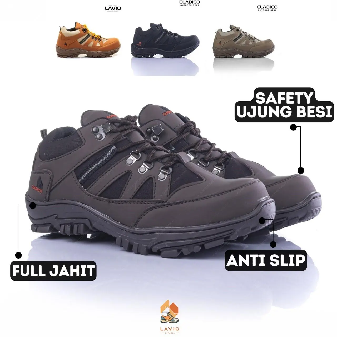 Sepatu Sefty Pria Outdoor Indoor Bahan Kulit Full Jahit Roadster Low