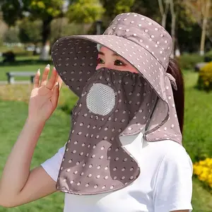 Topi Pelindung Sinar Matahari Komplit Masker Wajah dan Leher - Adjustable dan Adem