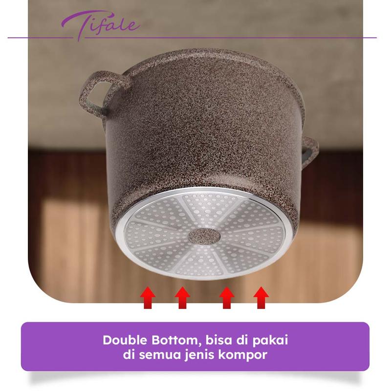[CHOCO] Tifale Xora Stockpot 6L 24cm – Panci Gentong Granite Anti Lengket dengan Tutup Kaca 3