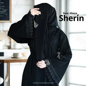 ( NEW 5.5 SHERIN ABAYA ) Black Abaya  Hitam Muslim Kombinasi Renda Tangan  by zainab collection