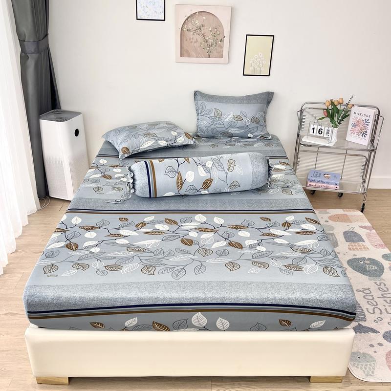 Bộ ga giường thun lạnh 4 món R308 in 3D REE Bedding đủ size drap trải nệm