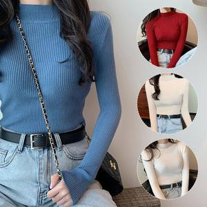 Sweater Wanita, Lengan Panjang, Leher Pertengahan, Pakaian Bawah, Turtleneck Separuh, Pullover, Pakaian Berkait, Sweater Knitwear, Sweatertwist, Jualan Panas, Stok Sedia