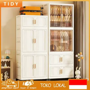 [COD 24h shipping] Tidy Tribe 70/80cm Lemari pakaian lipat / Lemari Pakaian Anak / Lemari penyimpanan plastik / Lemari pakaian berkapasitas besar / Loker multifungsi / Kabinet tebal dapat dilipat / Dengan roda / Puith / Dapat dilipat  /  Furniture