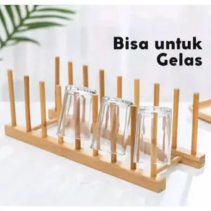RAK PIRING KAYU / RAK SERBAGUNA / RAK MULTIFUNGSI / RAK BUKU / RAK PIRING / DISH RACK KAYU | Rak Piring Kayu Serbaguna Multifungsi Buku Gelas Aestetik - Model Terbaru