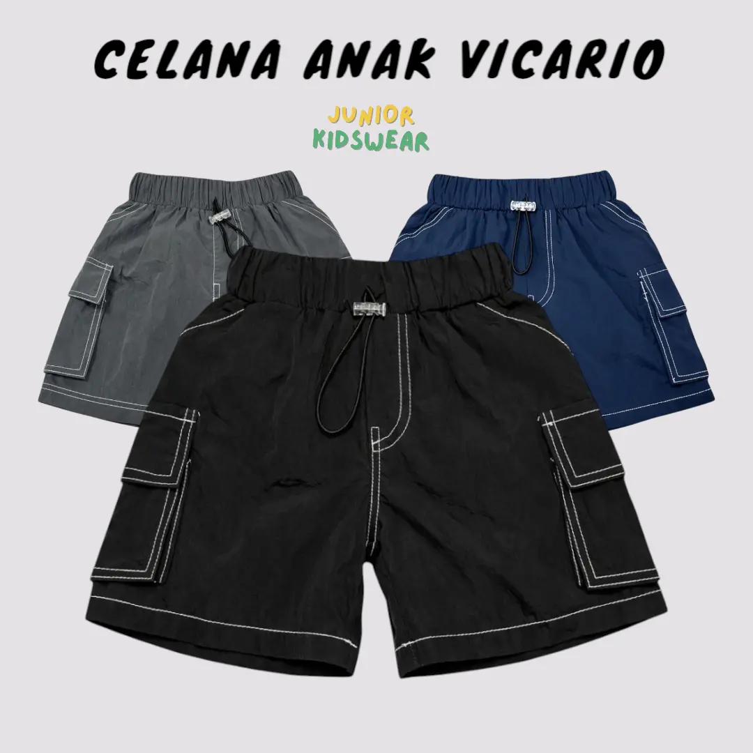 JuniorKidsWear - Celana Anak Pendek Cargo Saku Vicario Bawahan Laki-Laki Perempuan