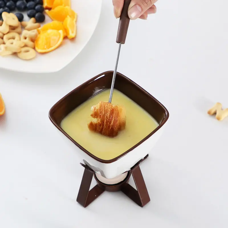 Creative Ceramic Hotpot Cheese Melting Insulated Pot Chocolate Hotpot Ice Cream Pot Circular Chocolate Stove Cooking Fondue 3