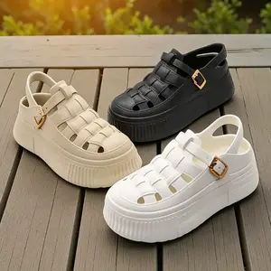 TEFANSY Sandal Luar Ruang Wanita Bertali Jelly EVA Karet Anti Slip Murah Meriah Nyaman dan Aman untuk Kebutuhan Sehari-hari