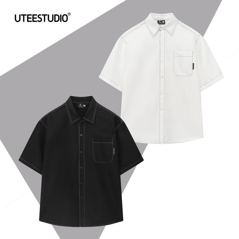 Áo Sơ Mi Tay Ngắn Color Unisex U.TEE STUDIO Chất Liệu 100% Cotton Hình Thêu Đơn…