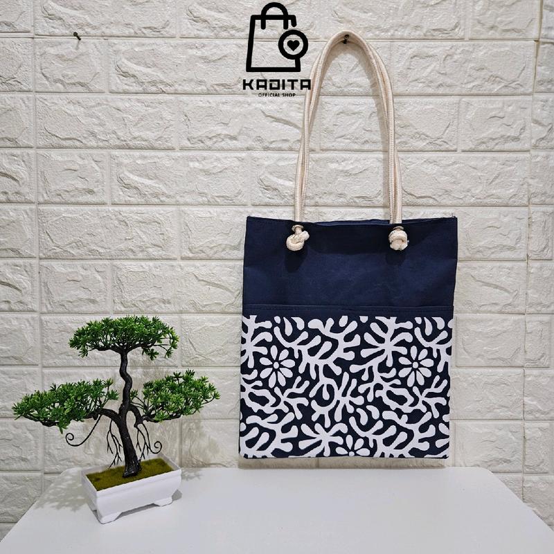 Kadita - Tas Wanita Tote Bag Motif Batik Alina Saku Tali Sumbu Kekinian Terbaru Estetik 5