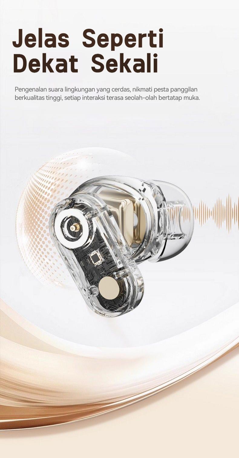 [COD] Yincoree [J16] Earphone Bluetooth 6.0 TWS - Reduksi Kebisingan Hybrid -48dB, 6-MIC ENC, 24 Jam Baterai, Latensi Rendah 0.04s, Audio 360° - Headset Nirkabel Kulit Gading untuk Gaming & Kerja In Ear Peredam Mikrofon Bawaan