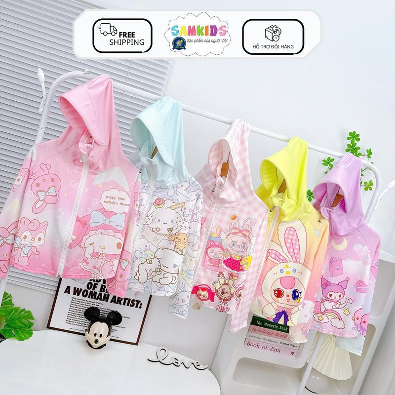 Áo Khoác Chống Nắng Và Tia UV Họa Tiết Dễ Thương Cho Bé Gái