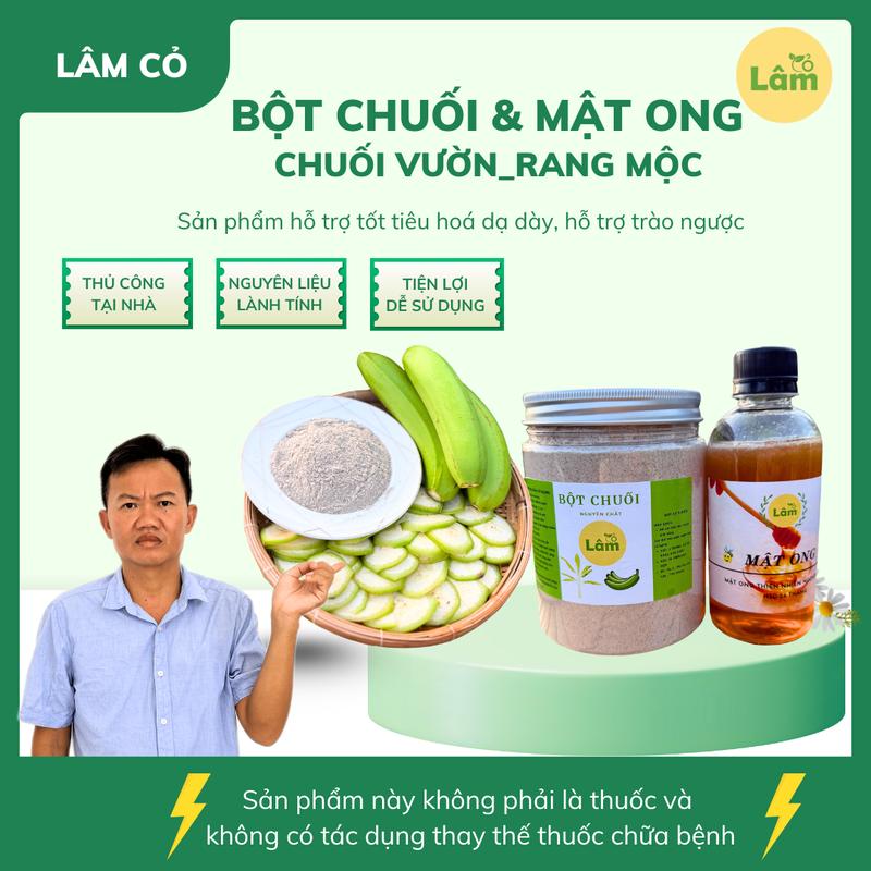  COMBO Bột Chuối và Mật Ong Chuối Già rang mộc 
