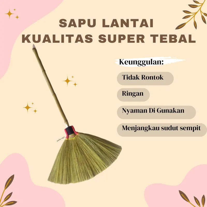 Sapu Lantai Awet Ijuk Rayung Tebal Gagang Bambu dengan gagang 5