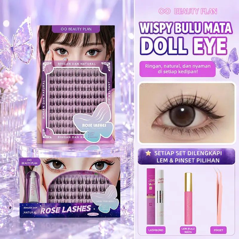 BEAUTY PLAN COD bulu mata eyelash natural Individual Segmented Wispy Cluster Terlaris Bulu Mata Wispy Model Gandum Ujung Ganda panjang 10-13mm Ekstensi Bulu Mata Tampilan Menarik Bulumata Wajah douyin false eyelashes D Curl lem eyelash extension penghapus